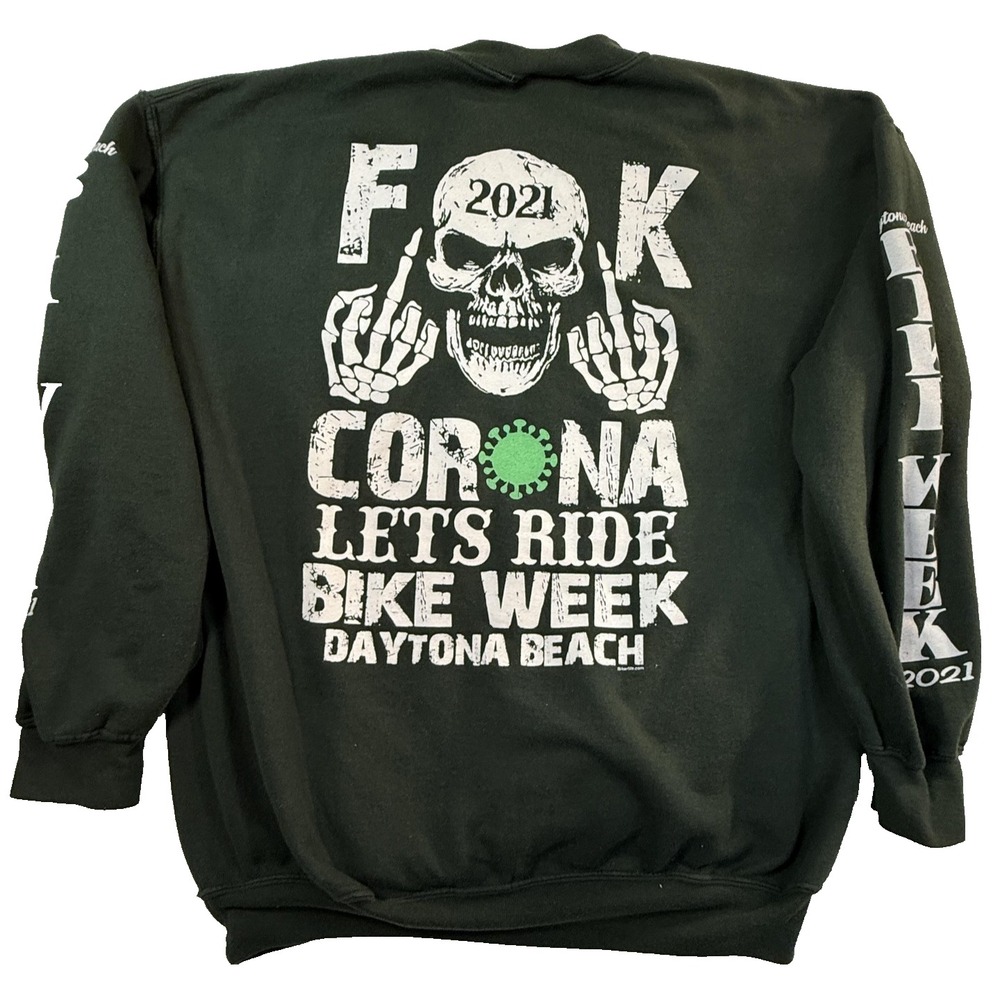 NASCAR F&CK Corona Skull Sweatshirt Mens XL Green Bike Week Daytona Beach 2021